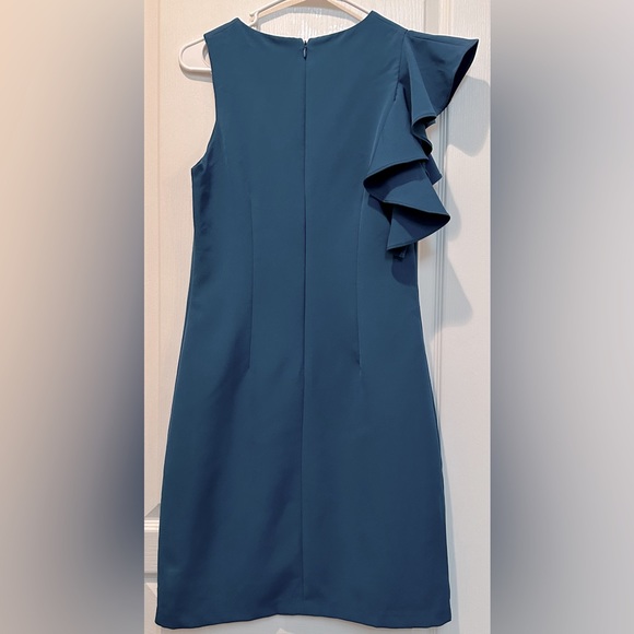 Julia Jordan Teal Blue Women's Sheath One Shoulder Ruffle Cocktail Dress - Picture 7 of 8